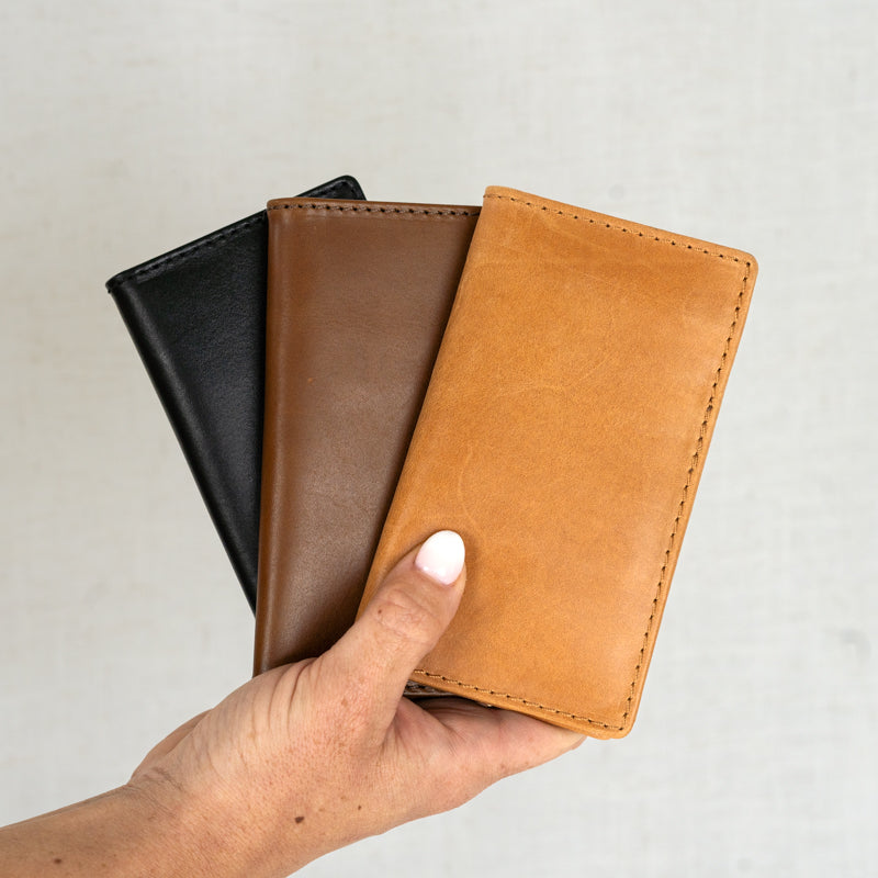 Vertical Wallet by Elevate in black, chestnut and camel