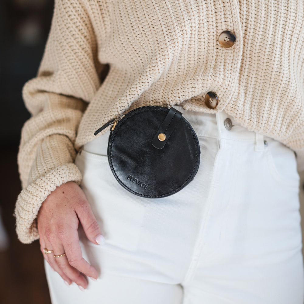 Closeup of Woman wearing Elevate Coin Purse